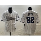 Men's New York Yankees #22 Juan Soto White With Patch Cool Base Stitched Baseball Jersey