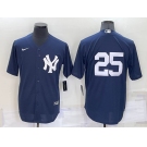 Men's New York Yankees #25 Gleyber Torres No Name Navy Blue Throwback Stitched Cool Base Nike Jersey