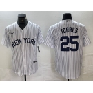 Men's New York Yankees #25 Gleyber Torres White 2024 Cool Base Stitched Jerseys