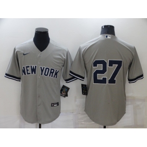 Men's New York Yankees #27 Giancarlo Stanton No Name Grey Stitched Nike Cool Base Throwback Jersey