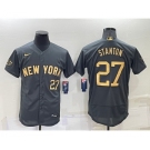 Men's New York Yankees #27 Giancarlo Stanton Number Grey 2022 All Star Stitched Flex Base Nike Jersey