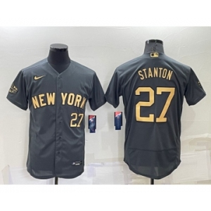 Men's New York Yankees #27 Giancarlo Stanton Number Grey 2022 All Star Stitched Flex Base Nike Jersey