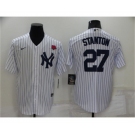 Men's New York Yankees #27 Giancarlo Stanton White Cool Base Stitched Rose Baseball Jersey