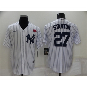 Men's New York Yankees #27 Giancarlo Stanton White Cool Base Stitched Rose Baseball Jersey