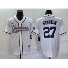 Men's New York Yankees #27 Giancarlo Stanton White With Patch Cool Base Stitched Baseball Jersey