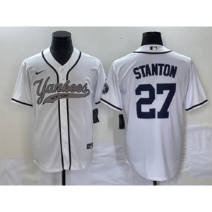 Men's New York Yankees #27 Giancarlo Stanton White With Patch Cool Base Stitched Baseball Jersey