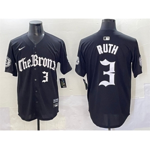 Men's New York Yankees #3 Babe Ruth Black 'Gothic Legacy Edition' Vapor Premier Limited Stitched Baseball Jersey