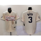 Men's New York Yankees #3 Babe Ruth Cream Limited Stitched Baseball Jerseys