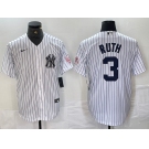 Men's New York Yankees #3 Babe Ruth Name White With Patch 2024 Cool Base Stitched Jersey