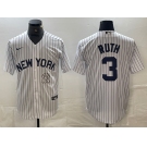 Men's New York Yankees #3 Babe Ruth White 2024 Cool Base Stitched Jersey