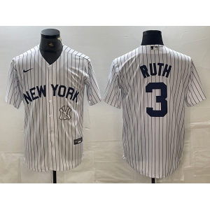 Men's New York Yankees #3 Babe Ruth White 2024 Cool Base Stitched Jersey