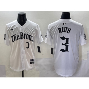 Men's New York Yankees #3 Babe Ruth White 'Gothic Legacy Edition' Vapor Premier Limited Stitched Baseball Jersey