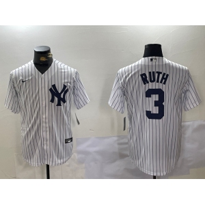 Men's New York Yankees #3 Babe Ruth White Name Stitched Cool Base Nike Jersey