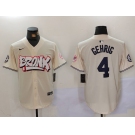 Men's New York Yankees #4 Lou Gehrig Cream Limited Stitched Baseball Jersey