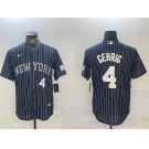 Mens New York Yankees #4 Lou Gehrig Navy Pinstripe Fashion Cool Base Jersey