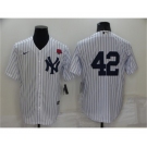 Men's New York Yankees #42 Mariano Rivera White No Name Stitched Rose Nike Cool Base Throwback Jersey