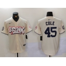 Men's New York Yankees #45 Gerrit Cole Cream Limited Stitched Baseball Jersey