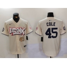 Men's New York Yankees #45 Gerrit Cole Cream Limited Stitched Baseball Jerseys