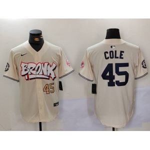 Men's New York Yankees #45 Gerrit Cole Cream Limited Stitched Baseball Jerseys