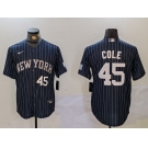 Men's New York Yankees #45 Gerrit Cole Navy Pinstripe Fashion Cool Base Jerseys