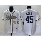 Men's New York Yankees #45 Gerrit Cole Number White With Patch Cool Base Stitched Baseball Jersey