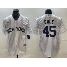 Men's New York Yankees #45 Gerrit Cole White 2024 Cool Base Stitched Jerseys