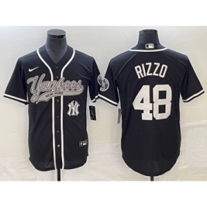 Men's New York Yankees #48 Anthony Rizzo Black With Patch Cool Base Stitched Baseball Jersey