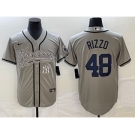 Men's New York Yankees #48 Anthony Rizzo Gray With Patch Cool Base Stitched Baseball Jersey