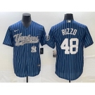 Men's New York Yankees #48 Anthony Rizzo Navy With Patch Cool Base Stitched Baseball Jersey