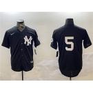Men's New York Yankees #5 Joe DiMaggio Black With Patch Cool Base Stitched Baseball Jersey