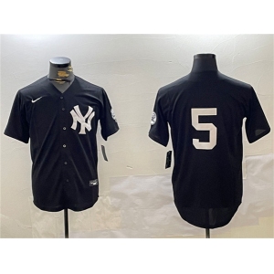 Men's New York Yankees #5 Joe DiMaggio Black With Patch Cool Base Stitched Baseball Jersey