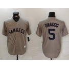 Men's New York Yankees #5 Joe DiMaggio Name Grey Stitched Nike Throwback Jersey