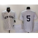 Men's New York Yankees #5 Joe DiMaggio White No Name Cool Base Stitched Jersey