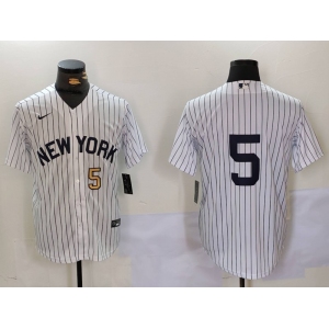 Men's New York Yankees #5 Joe DiMaggio White No Name Cool Base Stitched Jerseys