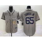 Men's New York Yankees #65 Nestor Cortes Jr Number Grey With Patch Cool Base Stitched Baseball Jersey