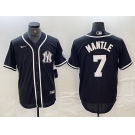 Men's New York Yankees #7 Mickey Mantle Black White Cool Base Stitched Jersey