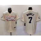 Men's New York Yankees #7 Mickey Mantle Cream Limited Stitched Baseball Jersey