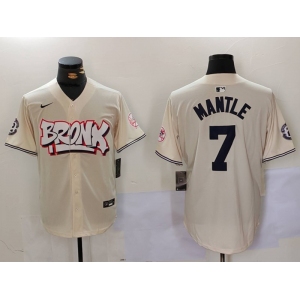 Men's New York Yankees #7 Mickey Mantle Cream Limited Stitched Baseball Jersey