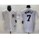 Men's New York Yankees #7 Mickey Mantle Name White With Patch 2024 Cool Base Stitched Jersey