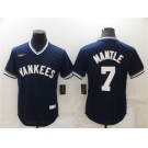 Men's New York Yankees #7 Mickey Mantle Navy Blue Cooperstown Collection Stitched MLB Throwback Jersey