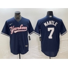 Men's New York Yankees #7 Mickey Mantle Navy Cool Base Stitched Baseball Jersey