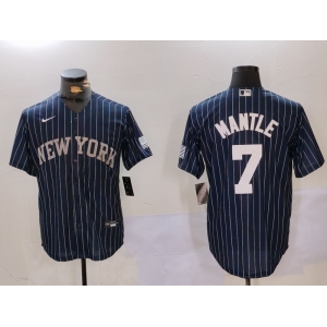 Men's New York Yankees #7 Mickey Mantle Navy Pinstripe Fashion Cool Base Jersey