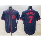 Men's New York Yankees #7 Mickey Mantle Navy Red Fashion Cool Base Jersey