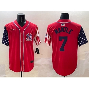 Men's New York Yankees #7 Mickey Mantle Red American Style Limited Stitched Baseball Jersey