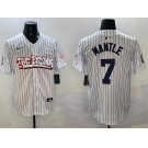 Men's New York Yankees #7 Mickey Mantle White Bronx Graffiti Vapor Limited Stitched Baseball Jersey