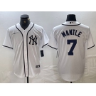 Men's New York Yankees #7 Mickey Mantle White Fashion Cool Base Jersey