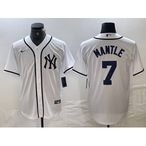 Men's New York Yankees #7 Mickey Mantle White Fashion Cool Base Jersey