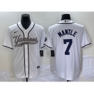 Men's New York Yankees #7 Mickey Mantle White With Patch Cool Base Stitched Baseball Jersey