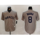 Men's New York Yankees #8 Barra Name Grey Stitched Nike Throwback Jersey