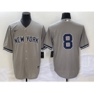 Men's New York Yankees #8 Yogi Berr Grey Cool Base Stitched Baseball Jersey